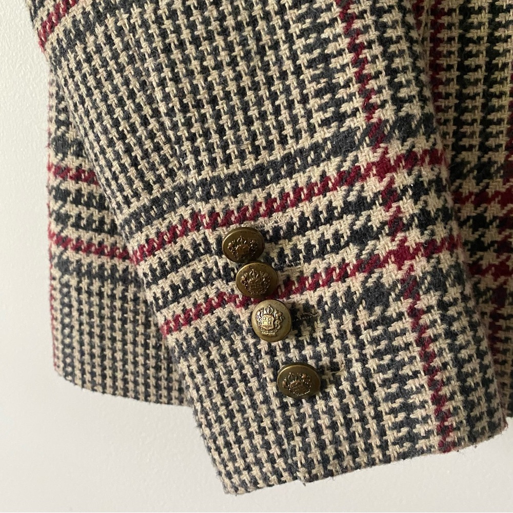 Jessica beige and dark grey plaid tailored wool blazer jacket size 10 womens - Picture 7 of 14